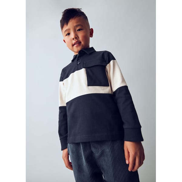 Πολο μακρ/κο color block