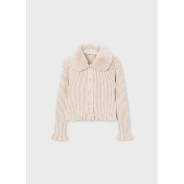 Ζακετα πλεκτη γιακας γουνα