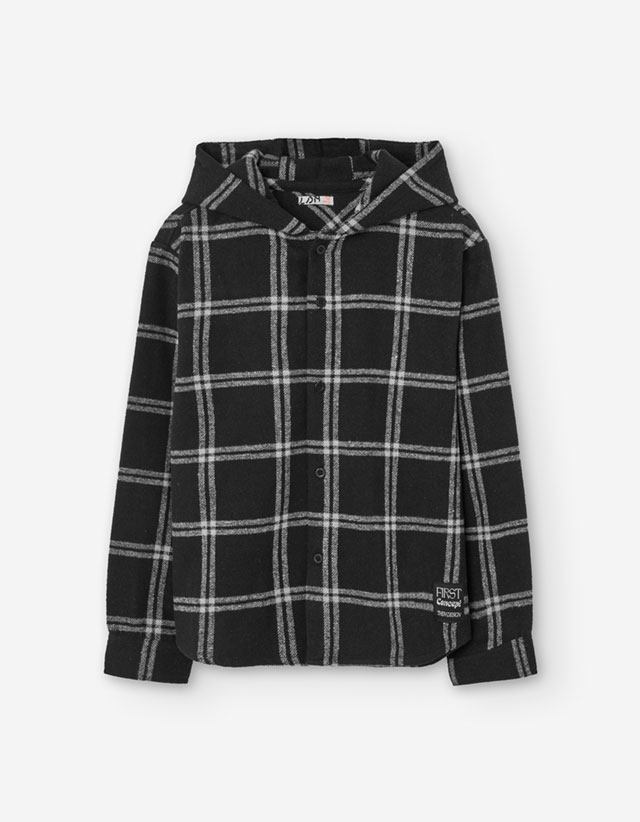 PK5 LS SHIRT CHECK TWILL BLACK 8-16
