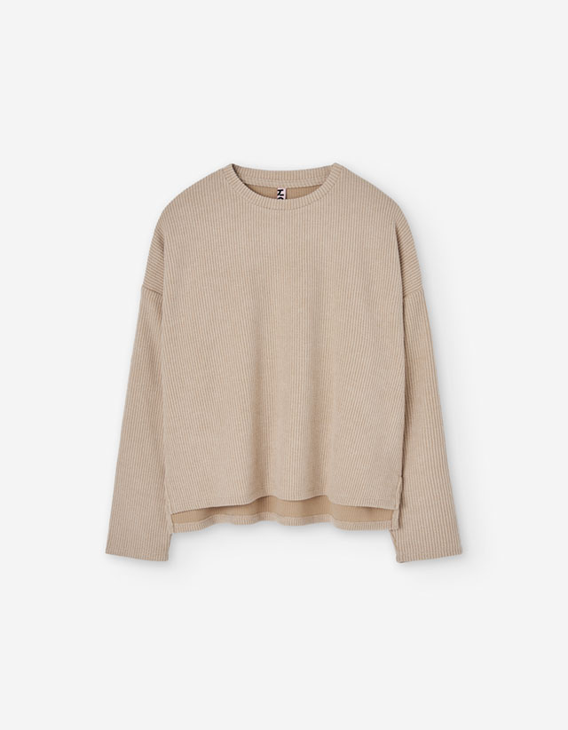 PK5 LS TSHIRT RIB BEIGE 8-16