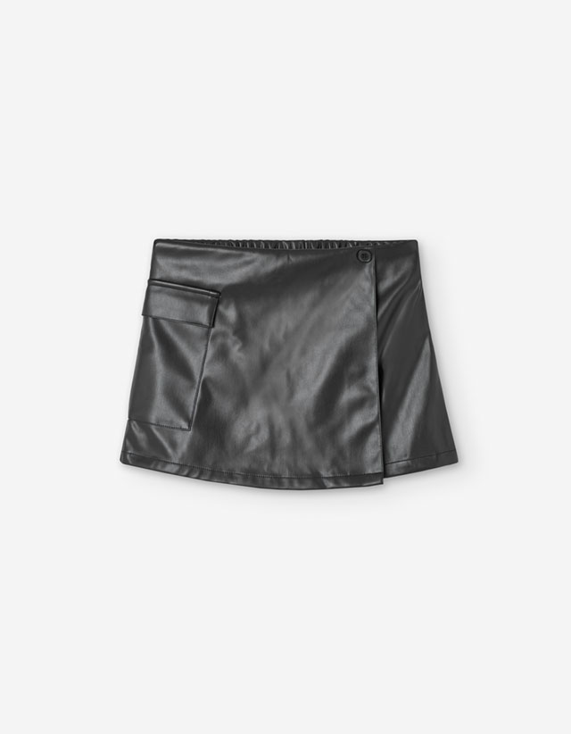 PK5 SKIRT SYN. LEATHER BLACK 8-16