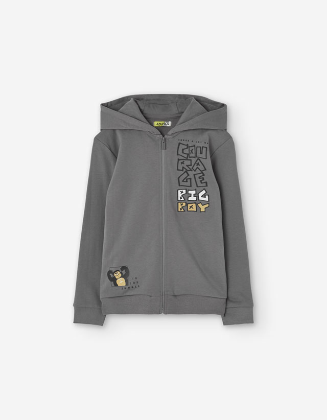 PK6 JACKET HOODIE FLEECE GREY 2-7Y