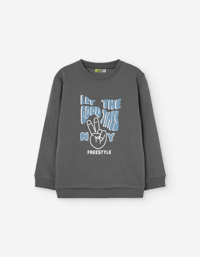 PK8 SWEATER FLEECE DARK GREY 3-11/12Y