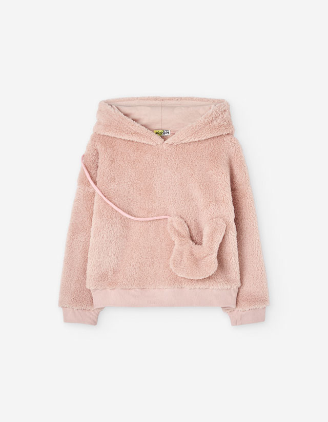 PK6 SWEAT HOODIE FLEECE LIGHT PINK 2-7Y