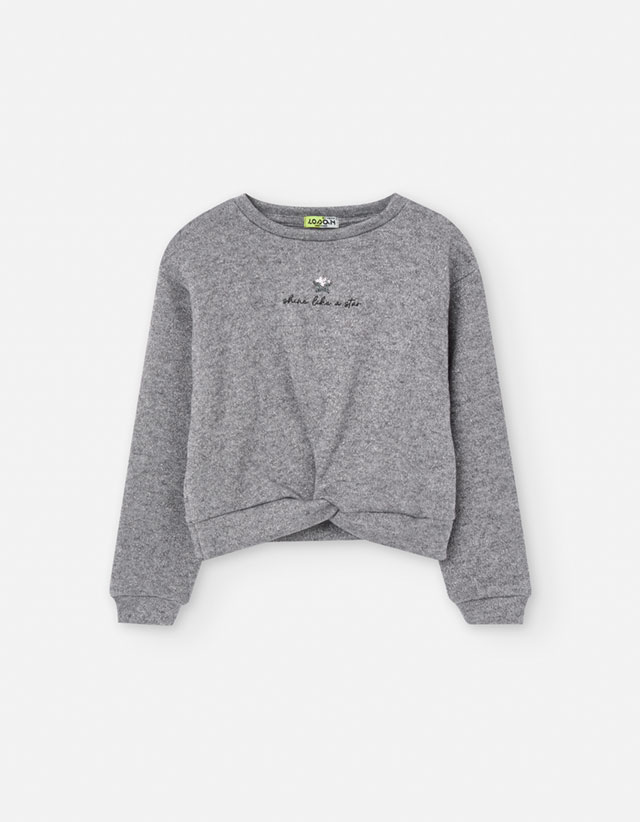 PK6 LS TSHIRT KNIT GREY MELANGE 2-7Y