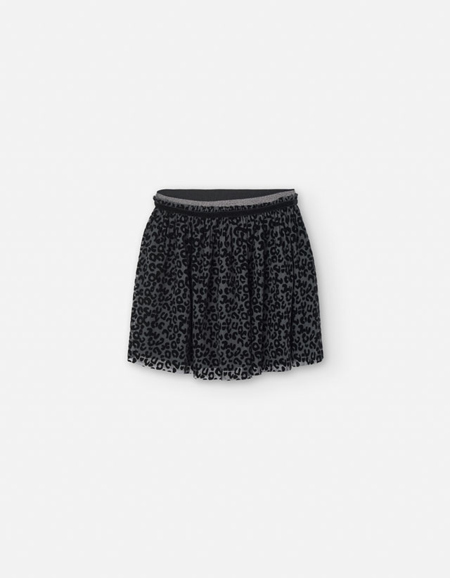 PK6 SKIRT TULLE AOP BLACK 2-7Y
