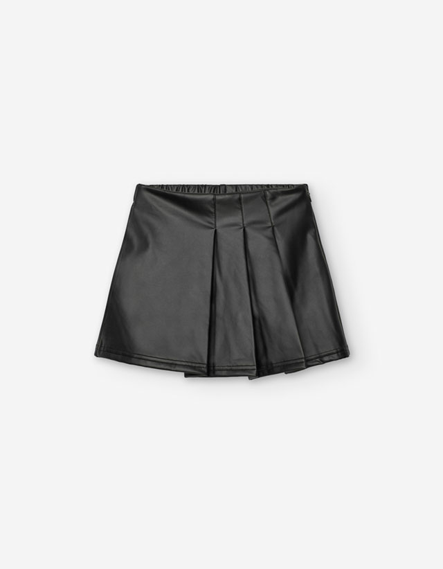 PK6 SKIRT FALSE LEATHER BLACK 2-7Y