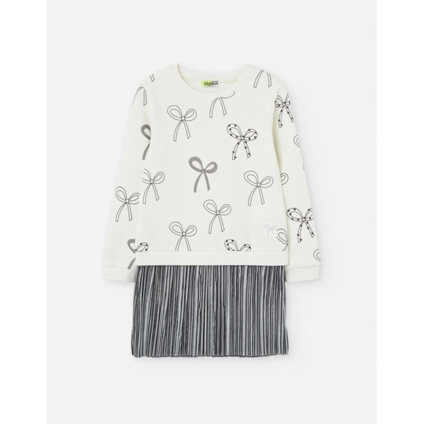 PK6 LS DRESS FLEECE ECRU 2-7Y