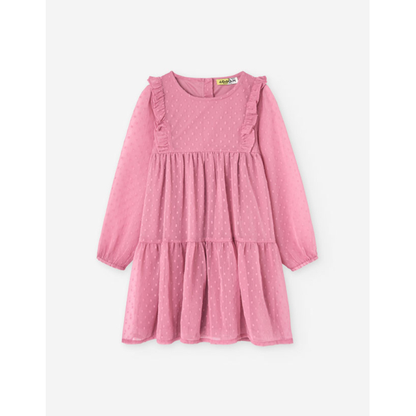 PK6 LS DRESS PLUMETI DARK PINK 2-7Y
