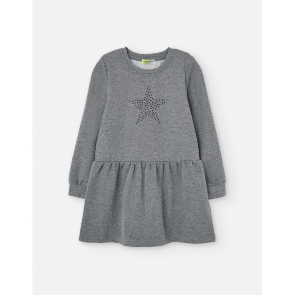 PK6 LS DRESS FLEECE GREY MELANGE 2-7Y