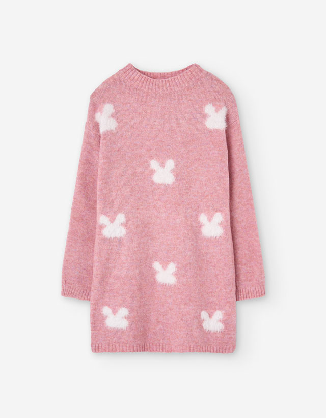 PK6 LS DRESSES KNIT LIGHT PINK 2-7Y