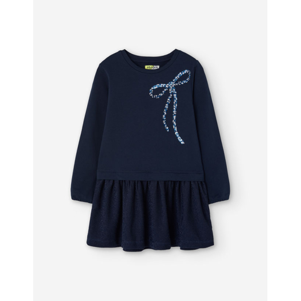 PK6 LS DRESS FLEECE DARK BLUE 2-7Y