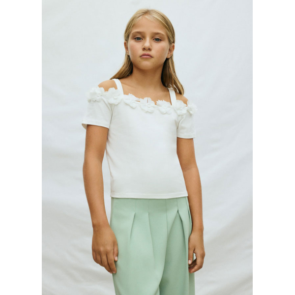 Μπλουζα κοντομ λουλουδια 3D