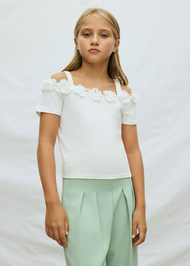 Μπλουζα κοντομ λουλουδια 3D