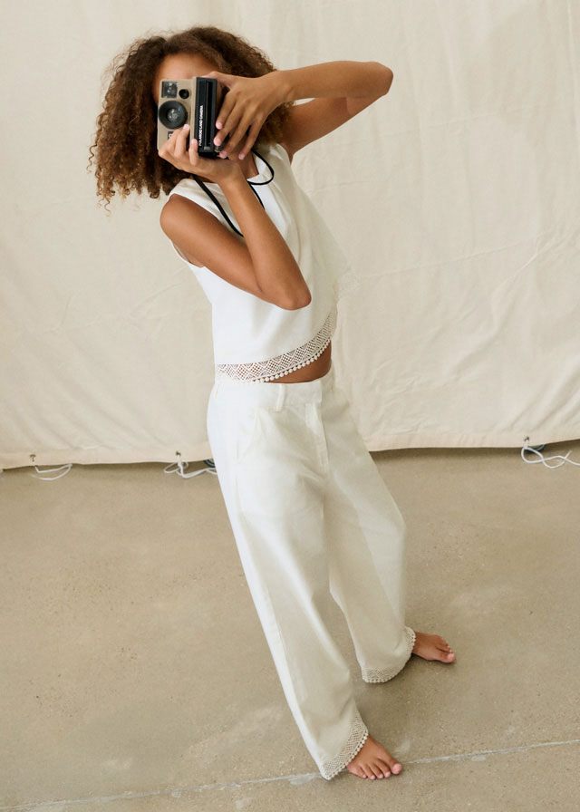 Παντελονι μακρυ δαντελα κεντη