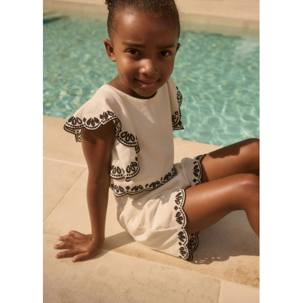 Σετ βερμουδα κεντητο κυματα