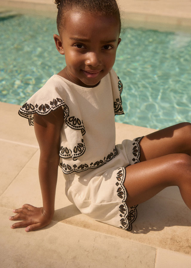 Σετ βερμουδα κεντητο κυματα