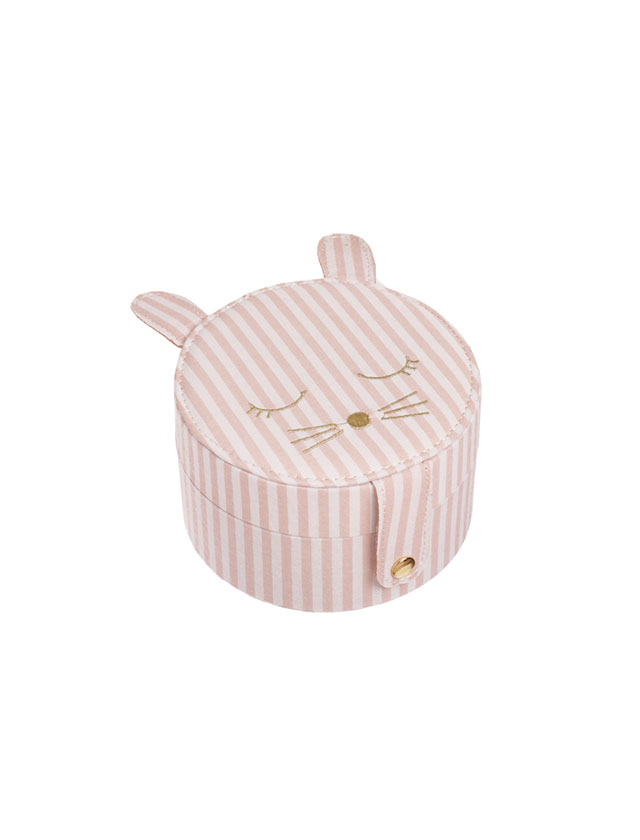 Stripy Bunny Round Jewellery Box